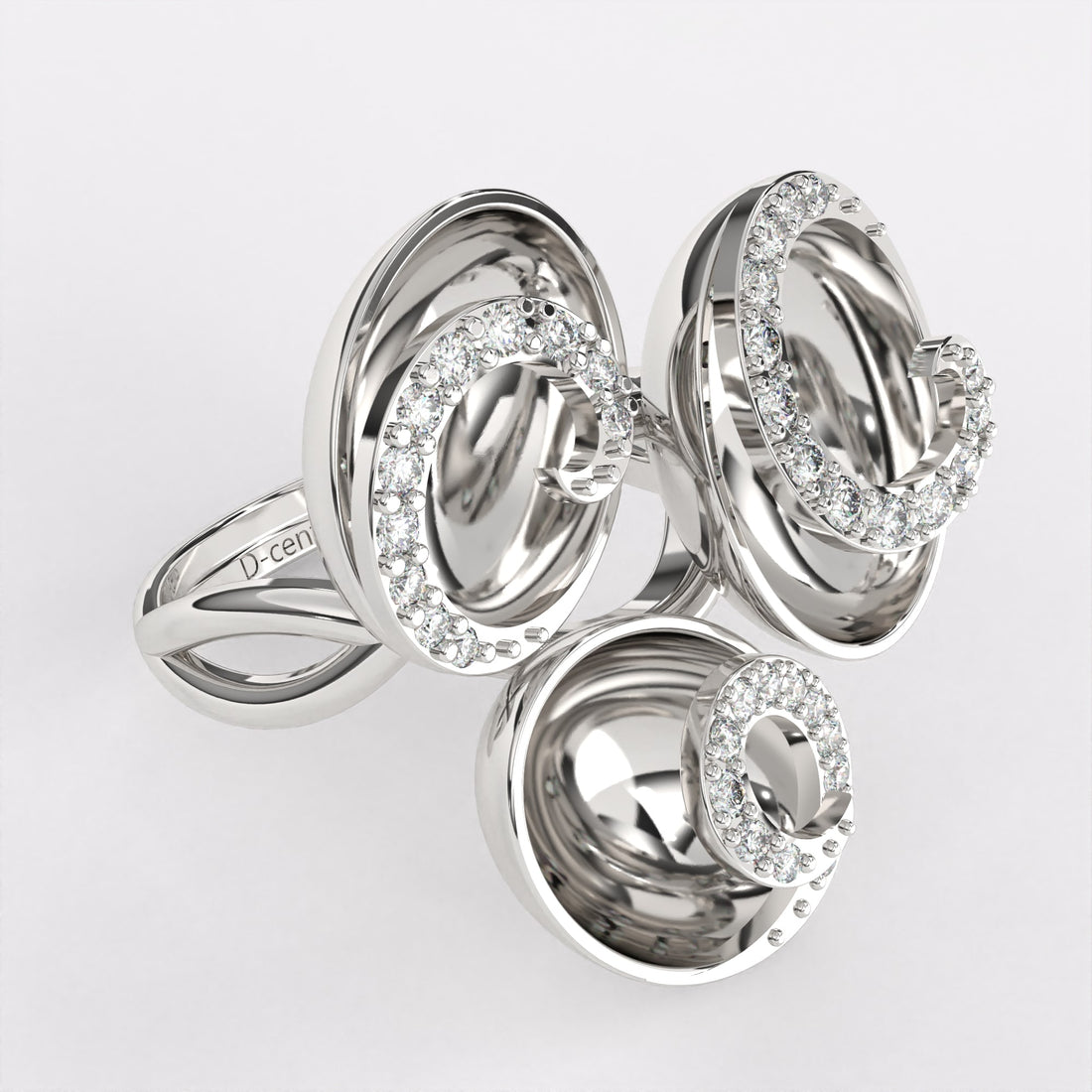 Gold Swirl Diamond Ring in 925 Silver