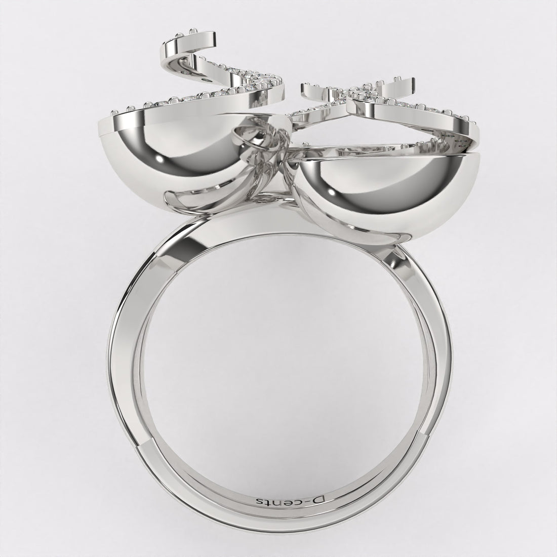 Gold Swirl Diamond Ring in 925 Silver