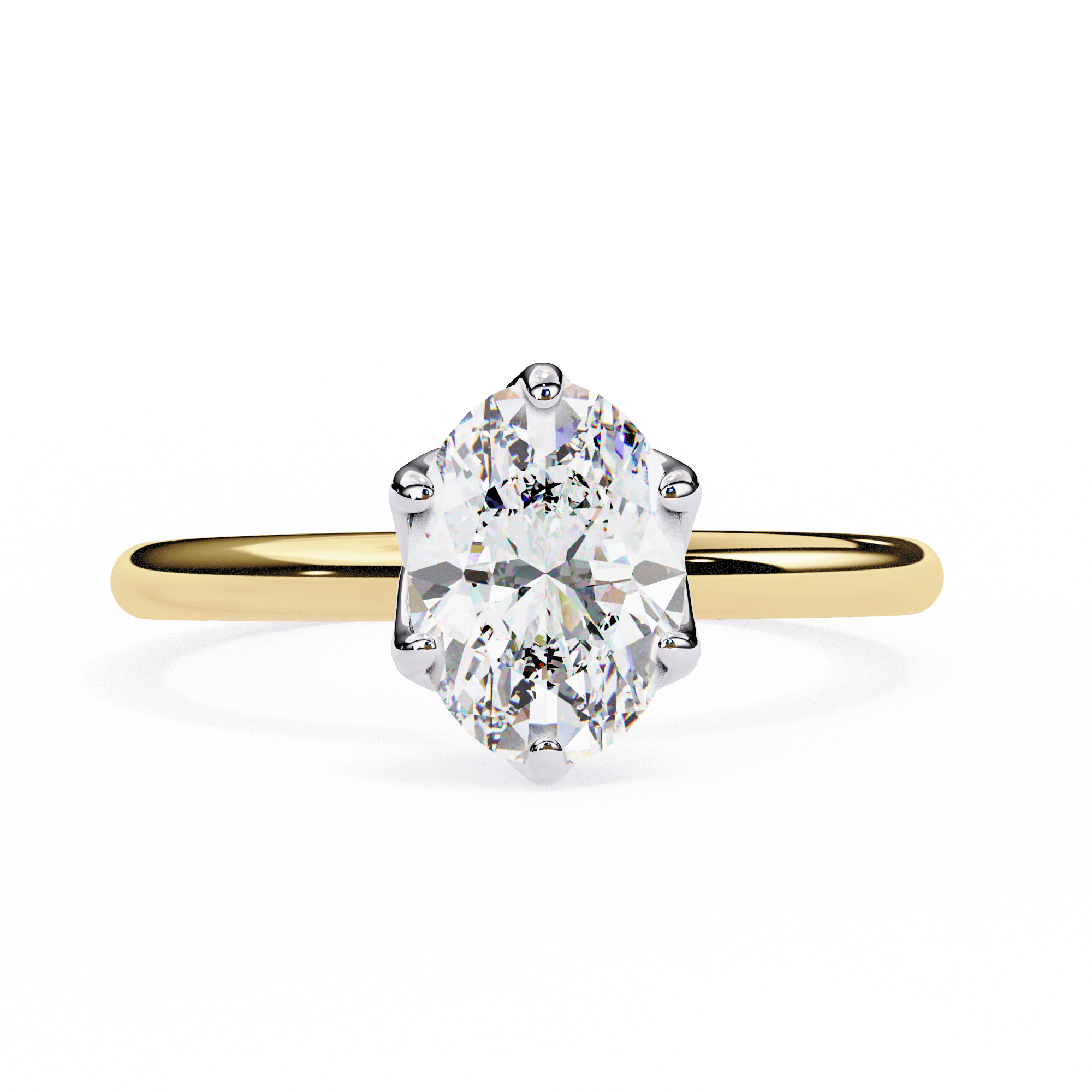 Golden Bloom Oval Solitaire Ring