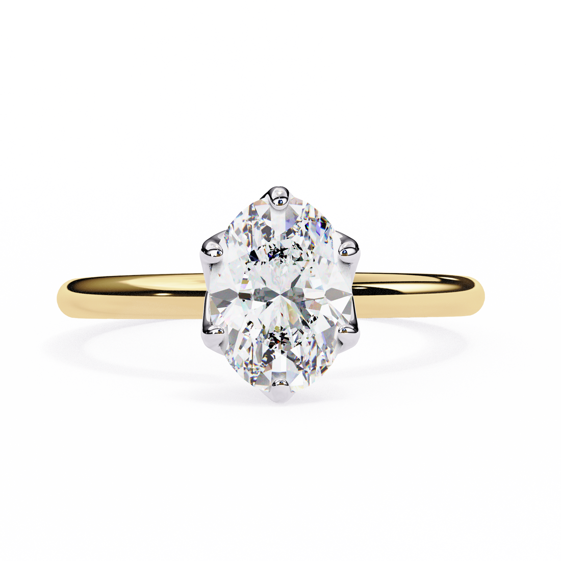 Golden Bloom Oval Solitaire Ring