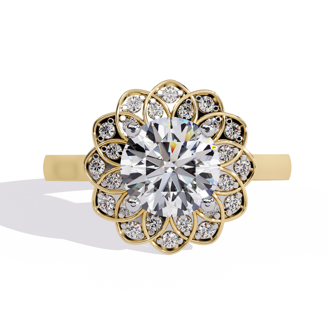 Golden Glow Sunburst Diamond Ring