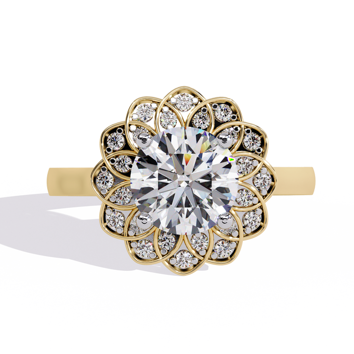 Golden Glow Sunburst Diamond Ring