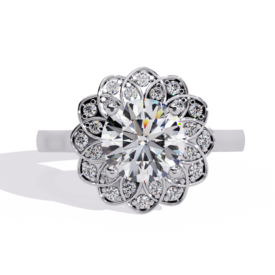 Golden Glow Sunburst Diamond Ring 9