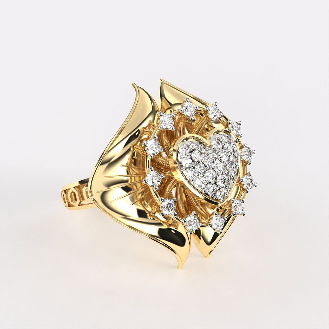 Golden Heart Diamond Ring
