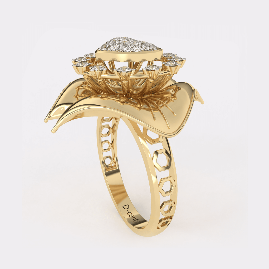 Golden Heart Diamond Ring