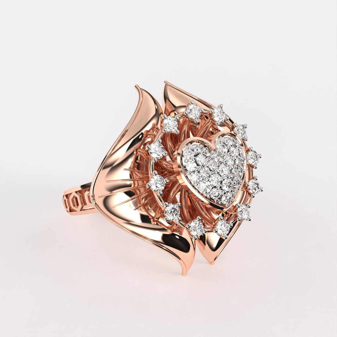Golden Heart Diamond Ring