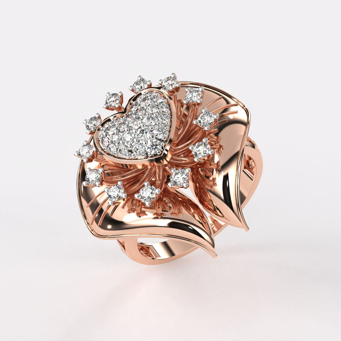 Golden Heart Diamond Ring