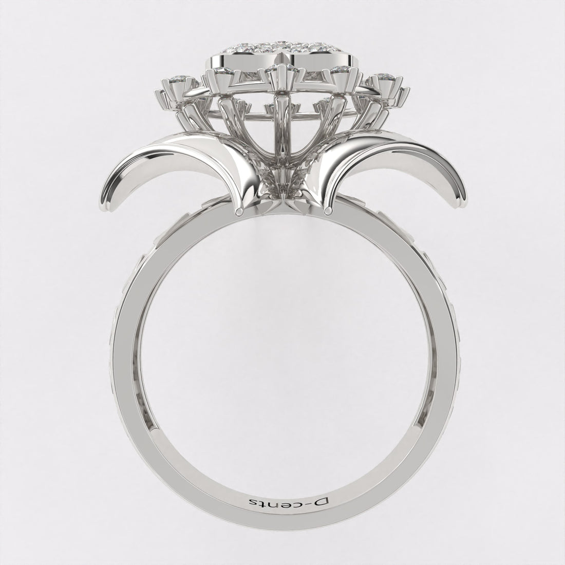 Golden Heart Diamond Ring in 925 Silver