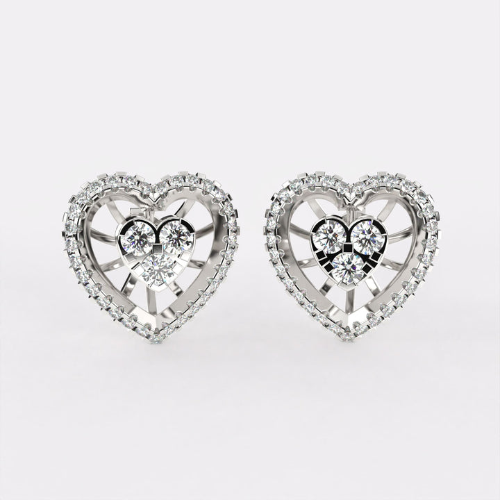 Golden Heart Earrings in 925 Silver