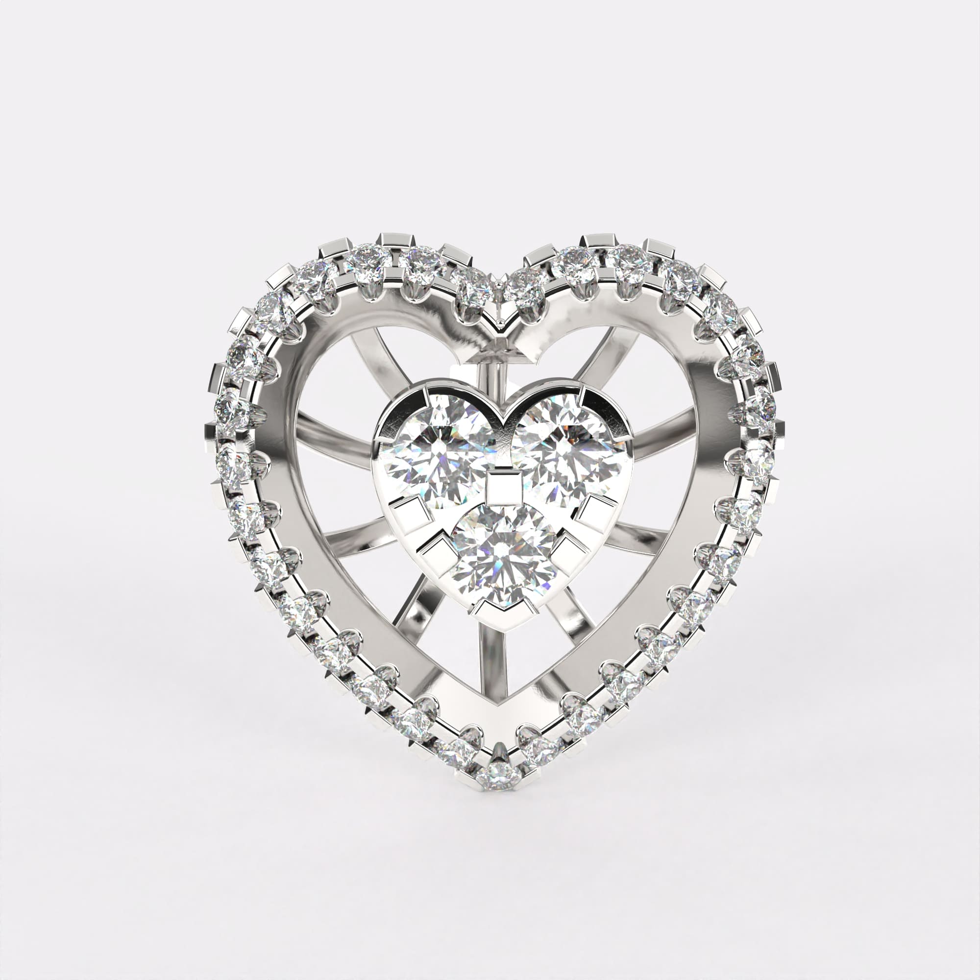 Golden Heart Earrings in 925 Silver