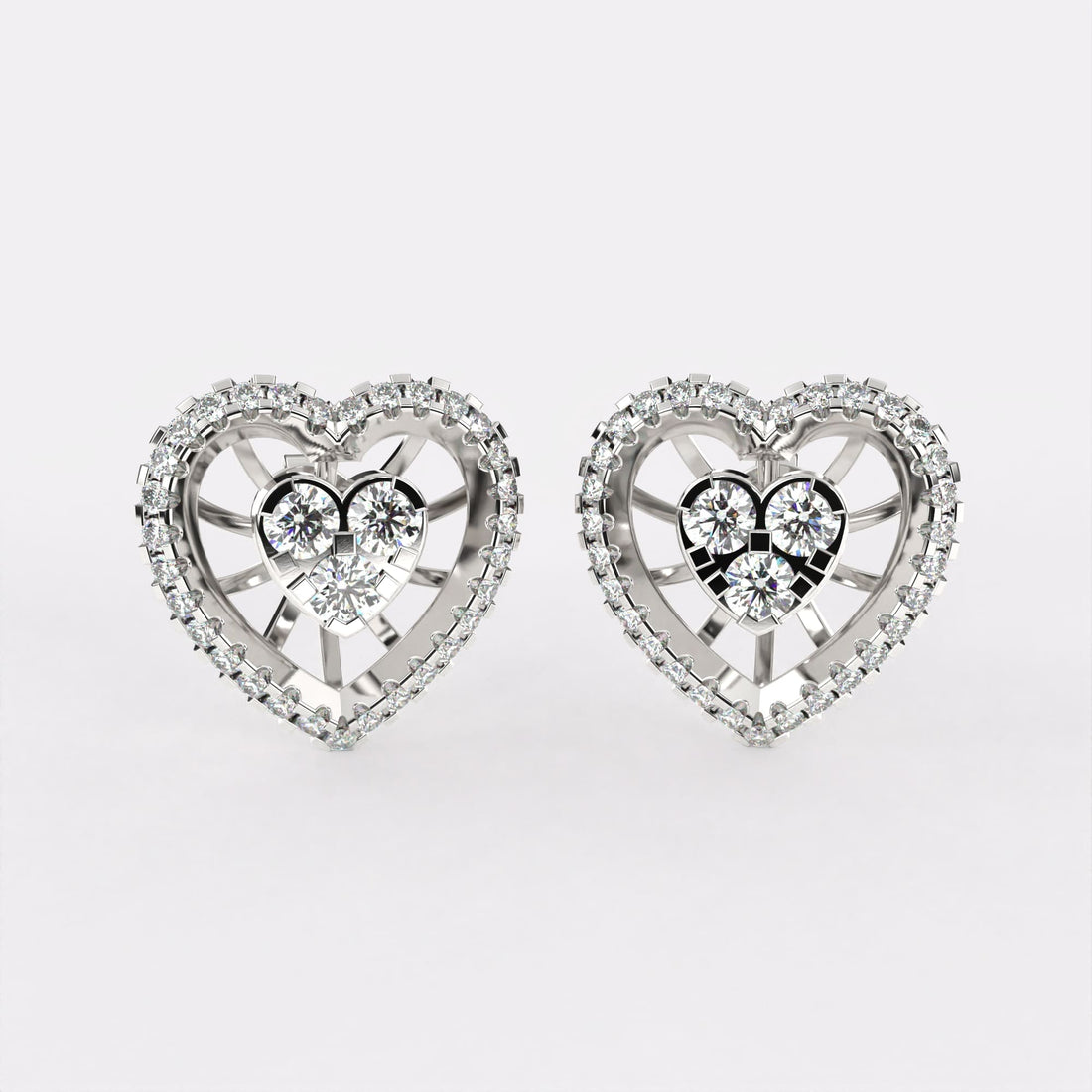 Golden Heart Earrings in 925 Silver