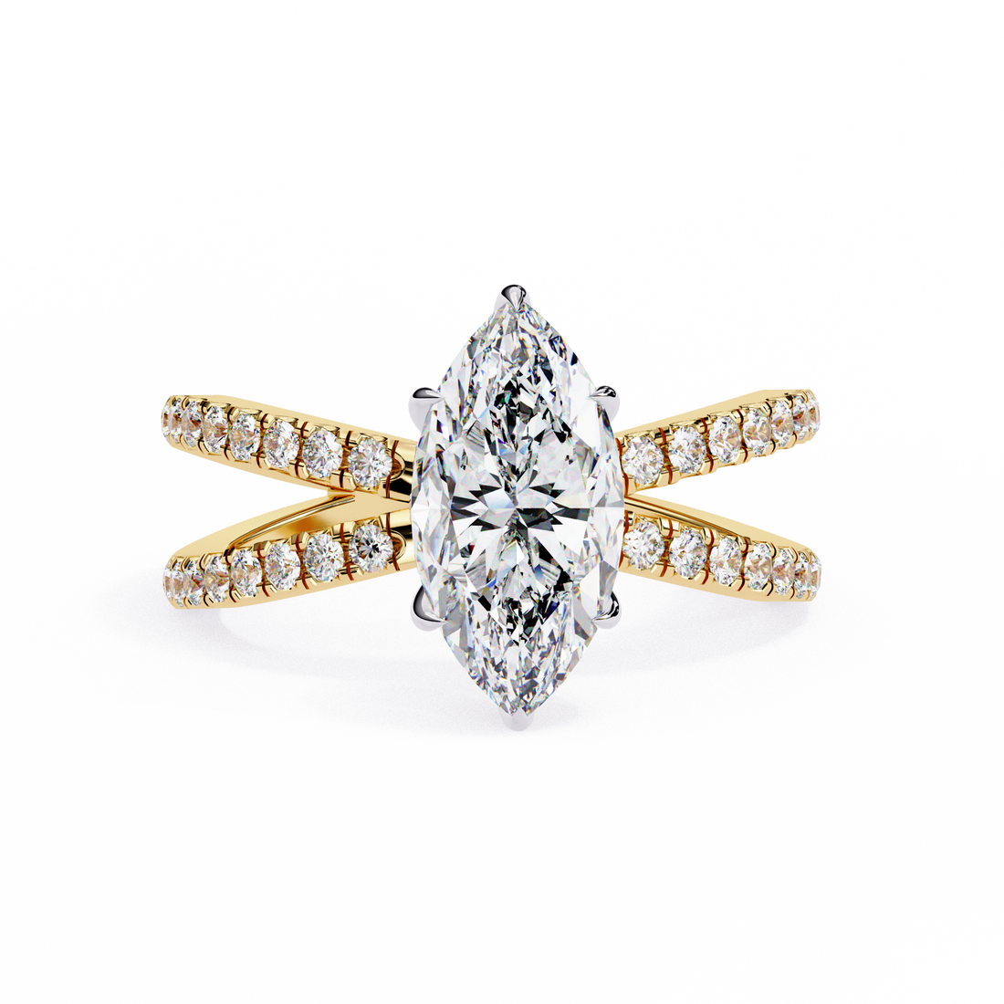 Golden Petal Diamond Ring