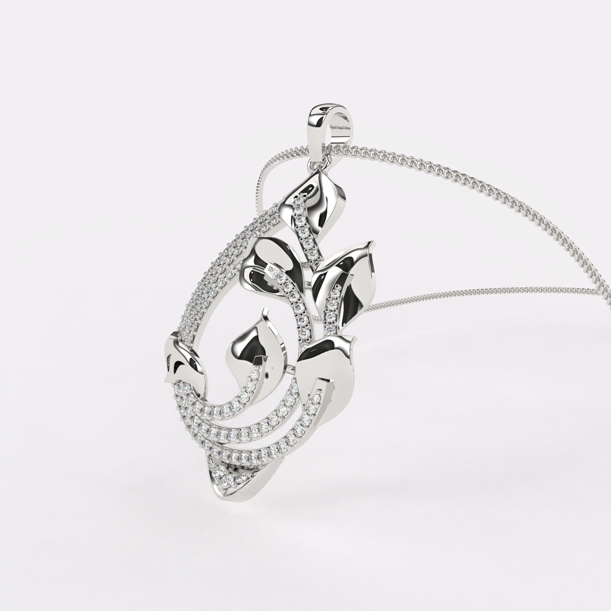 Graceful Gleam Diamond Pendant In 925 Silver
