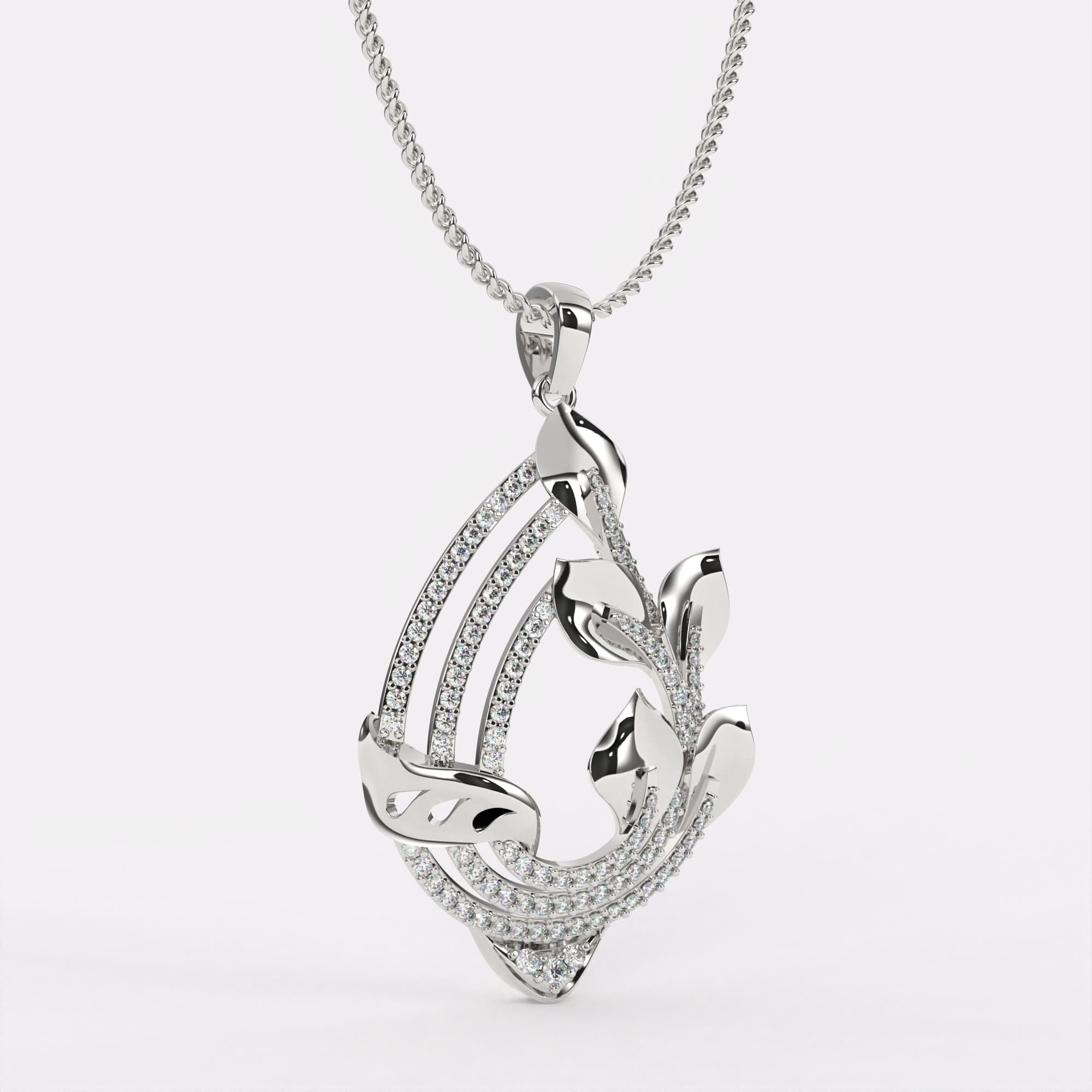 Graceful Gleam Diamond Pendant In 925 Silver