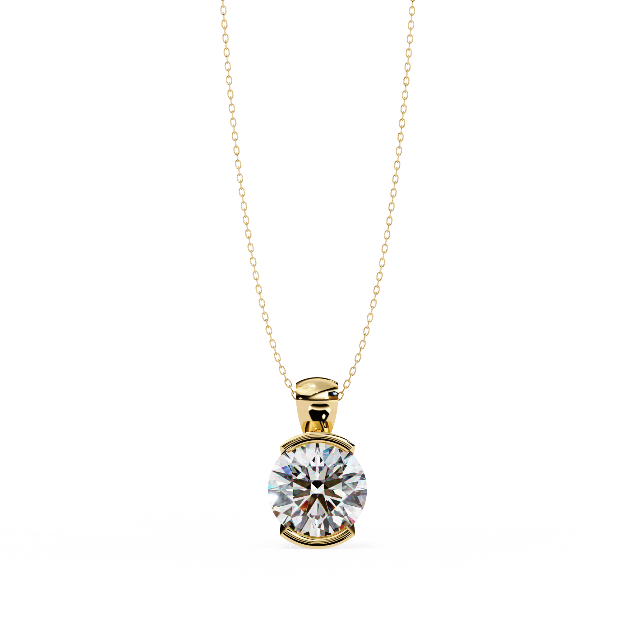 Half Bezel Round Diamond pendant
