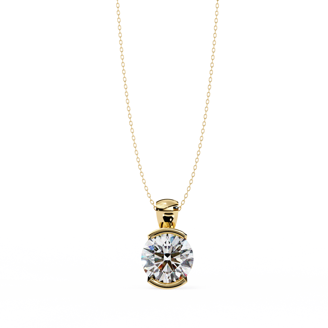 Half Bezel Round Diamond pendant