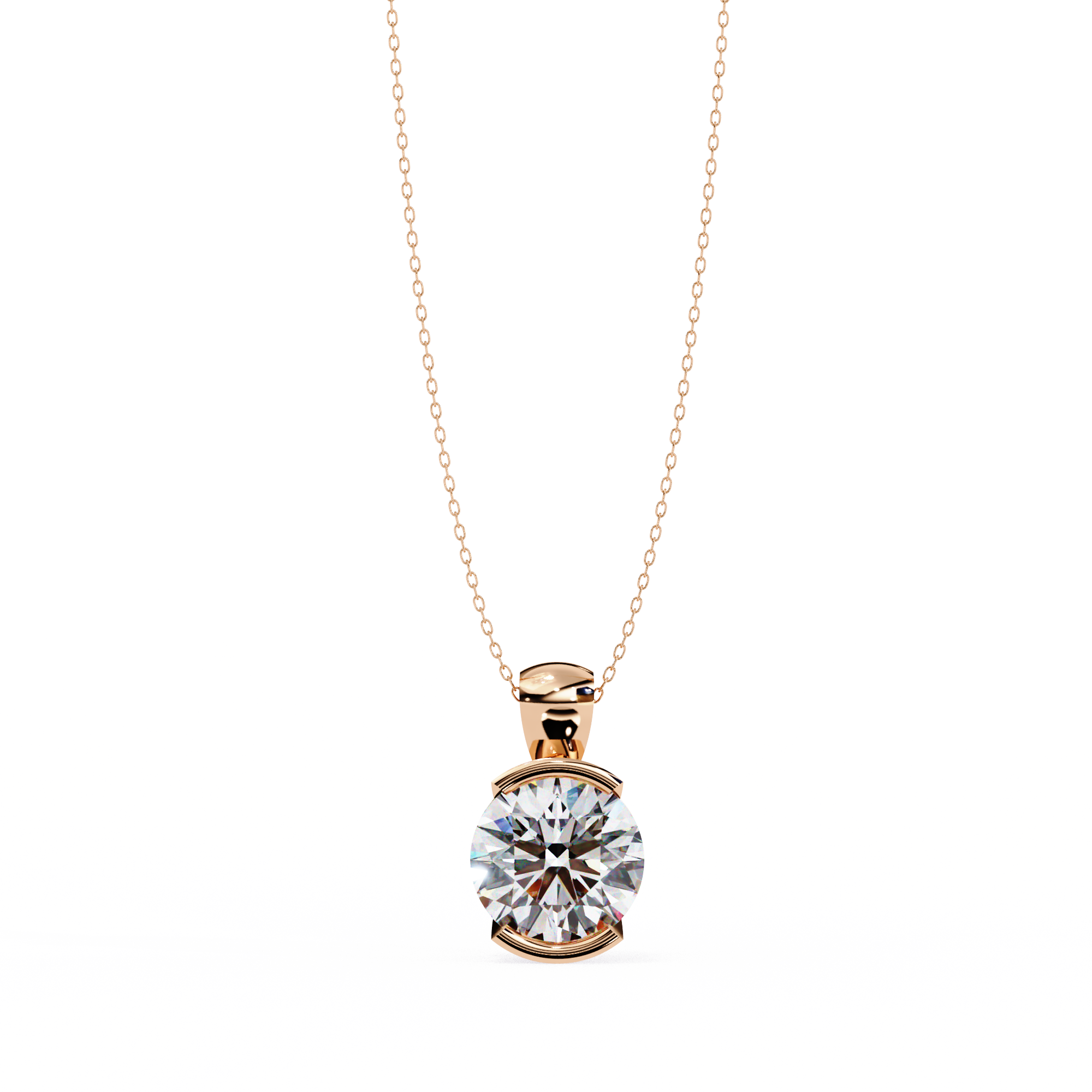 Half Bezel Round Diamond pendant