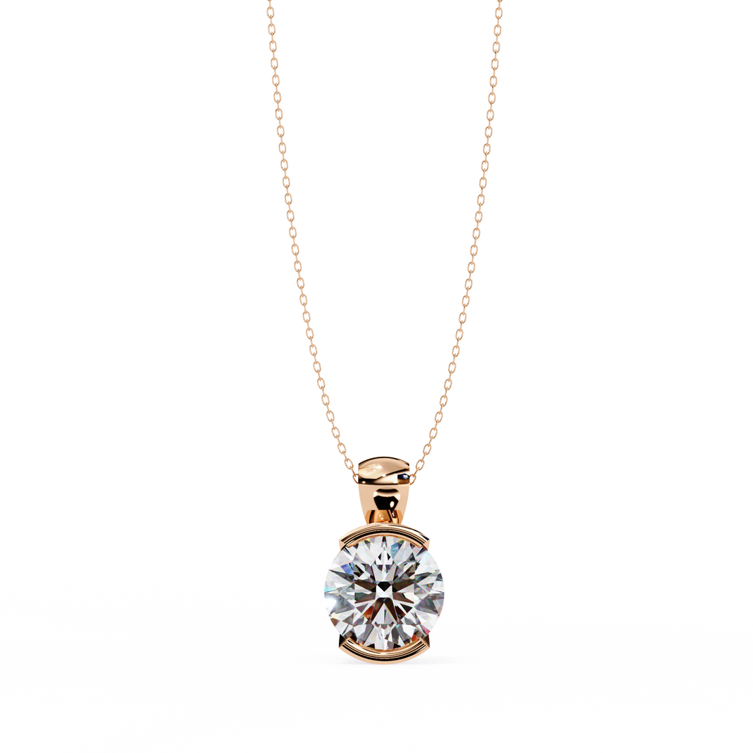 Half Bezel Round Diamond pendant