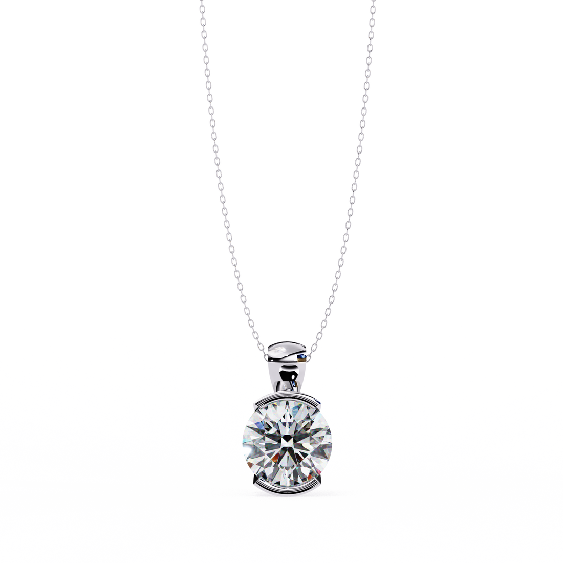 Half Bezel Round Diamond pendant