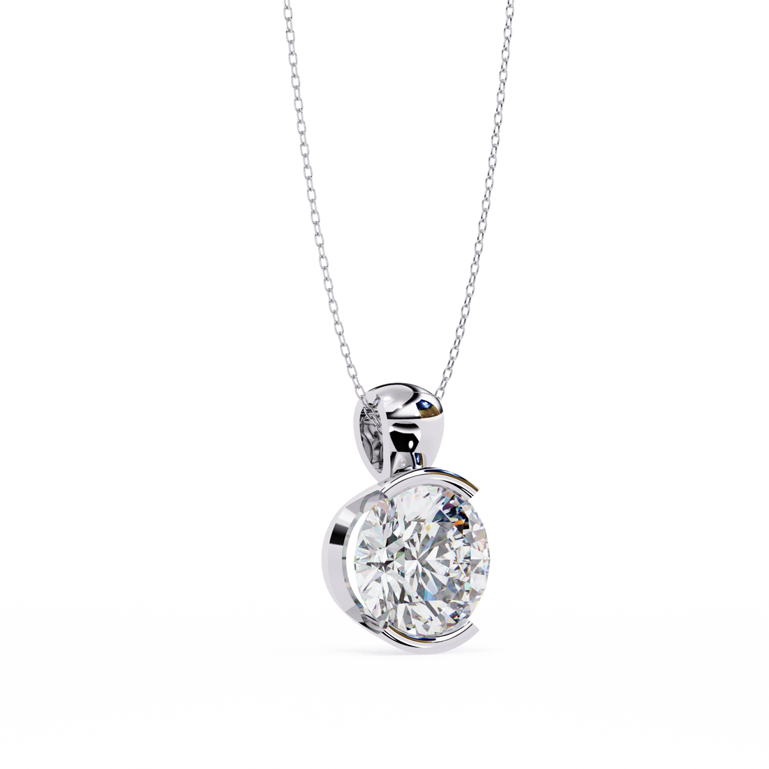 Half Bezel Round Diamond pendant