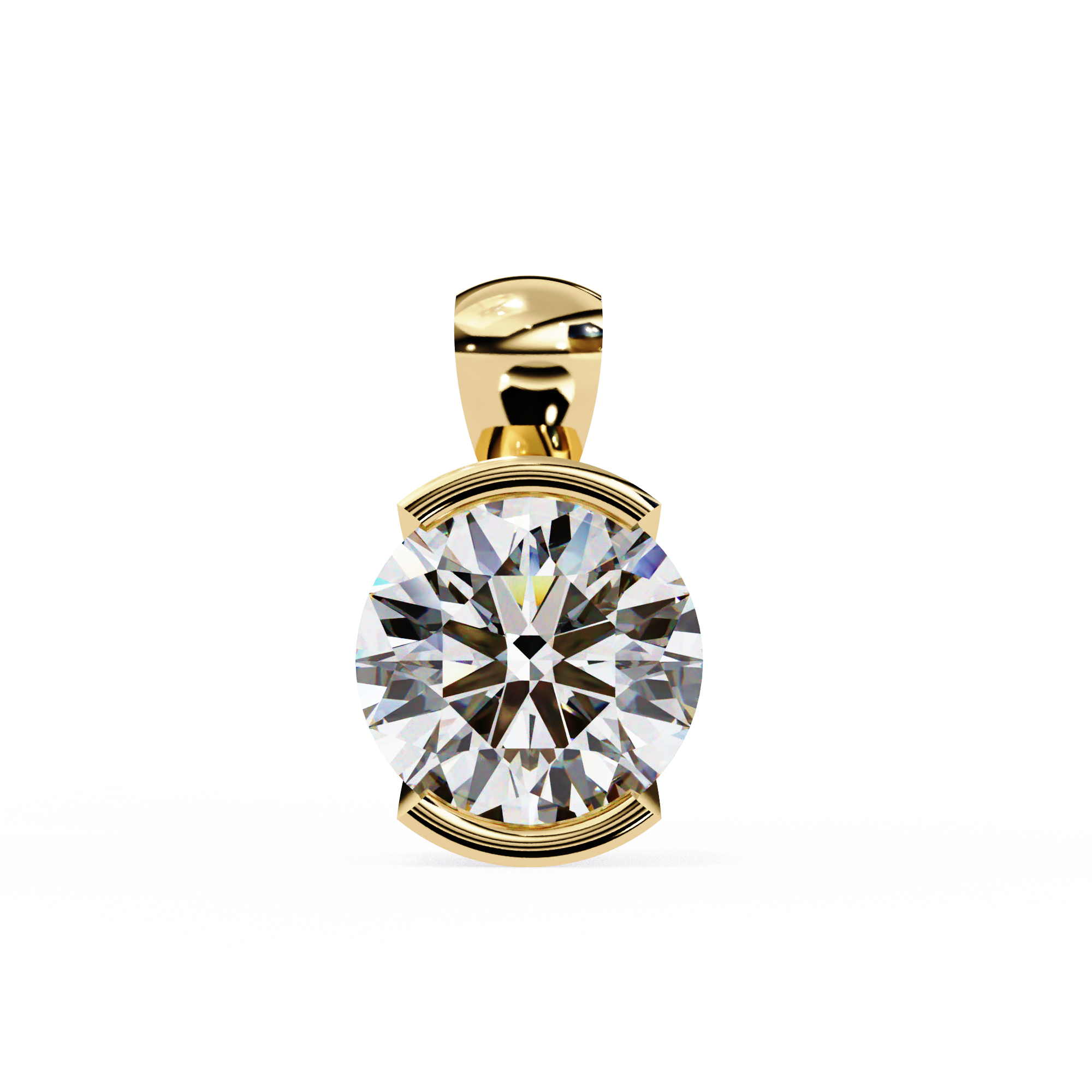 Half Bezel Round Diamond pendant