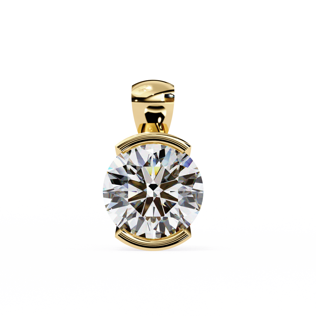 Half Bezel Round Diamond pendant