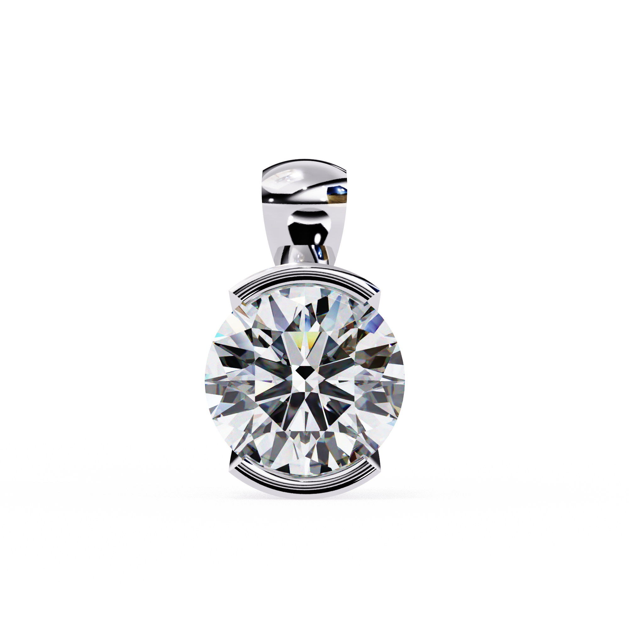 Half Bezel Round Diamond pendant