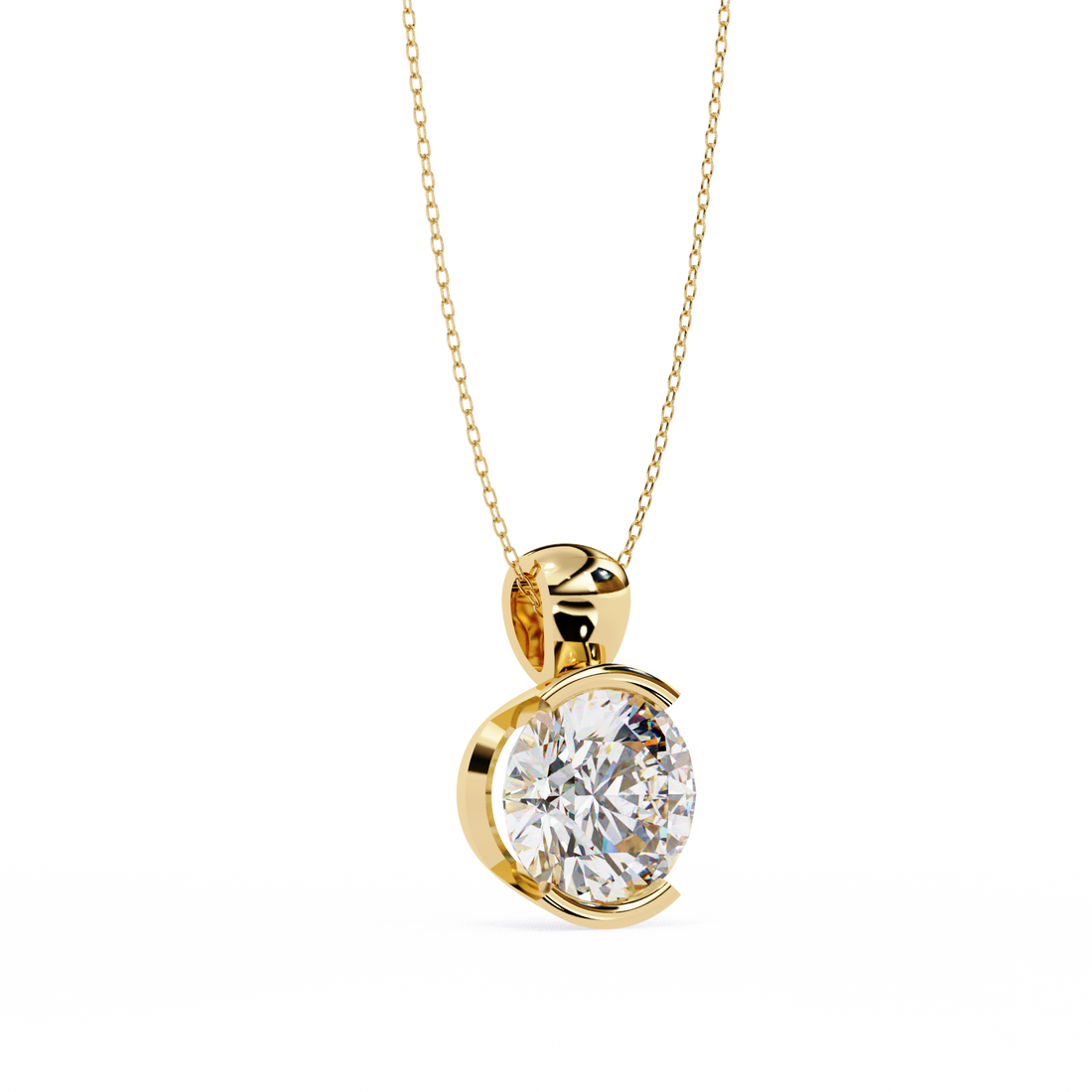 Half Bezel Round Diamond pendant