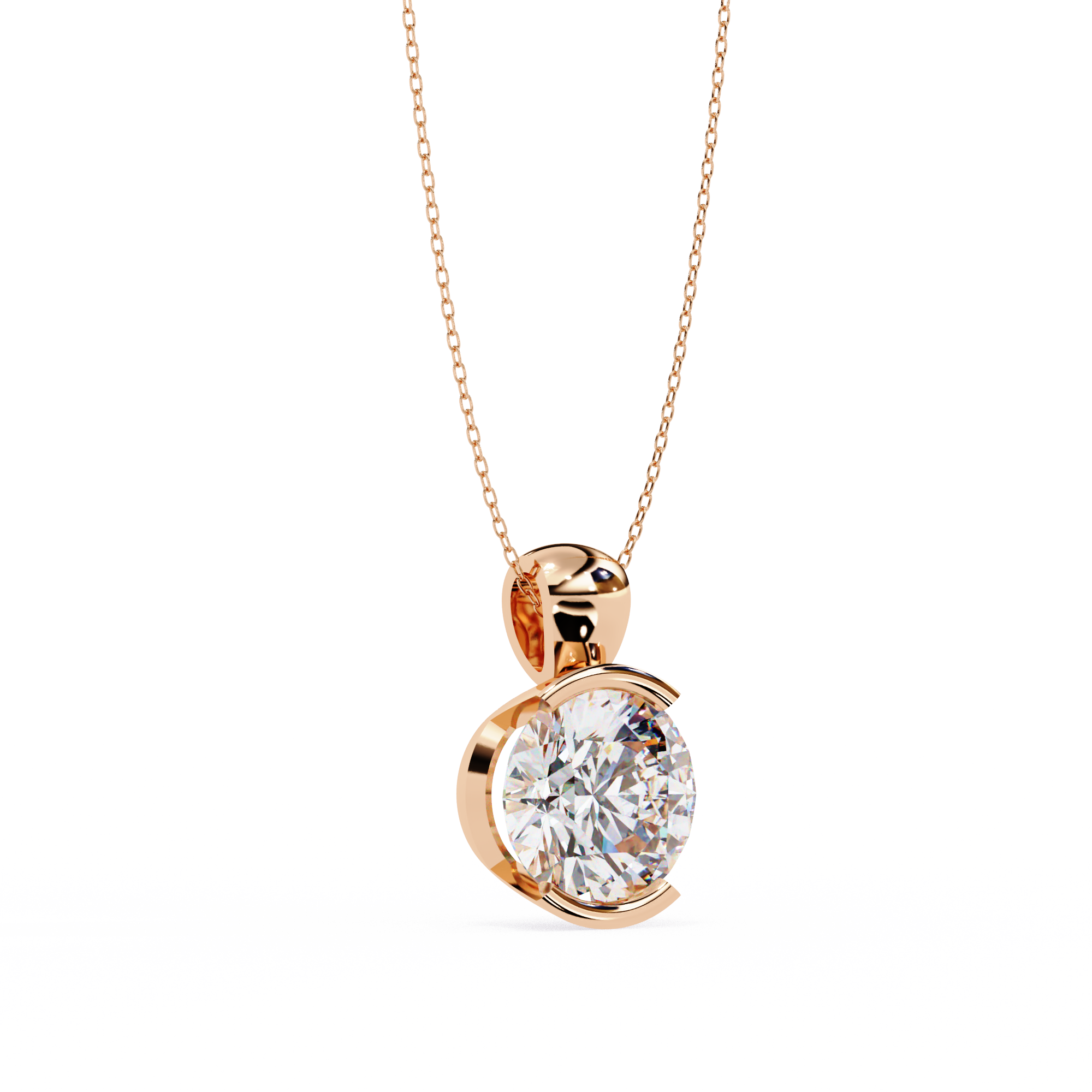 Half Bezel Round Diamond pendant