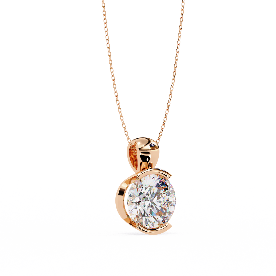 Half Bezel Round Diamond pendant