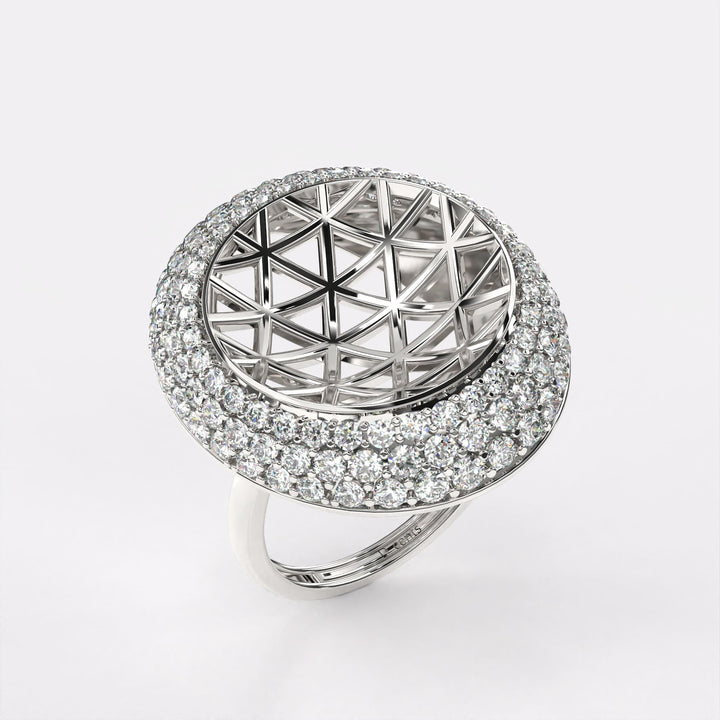 Half Dome Diamond Ring in 925 Silver