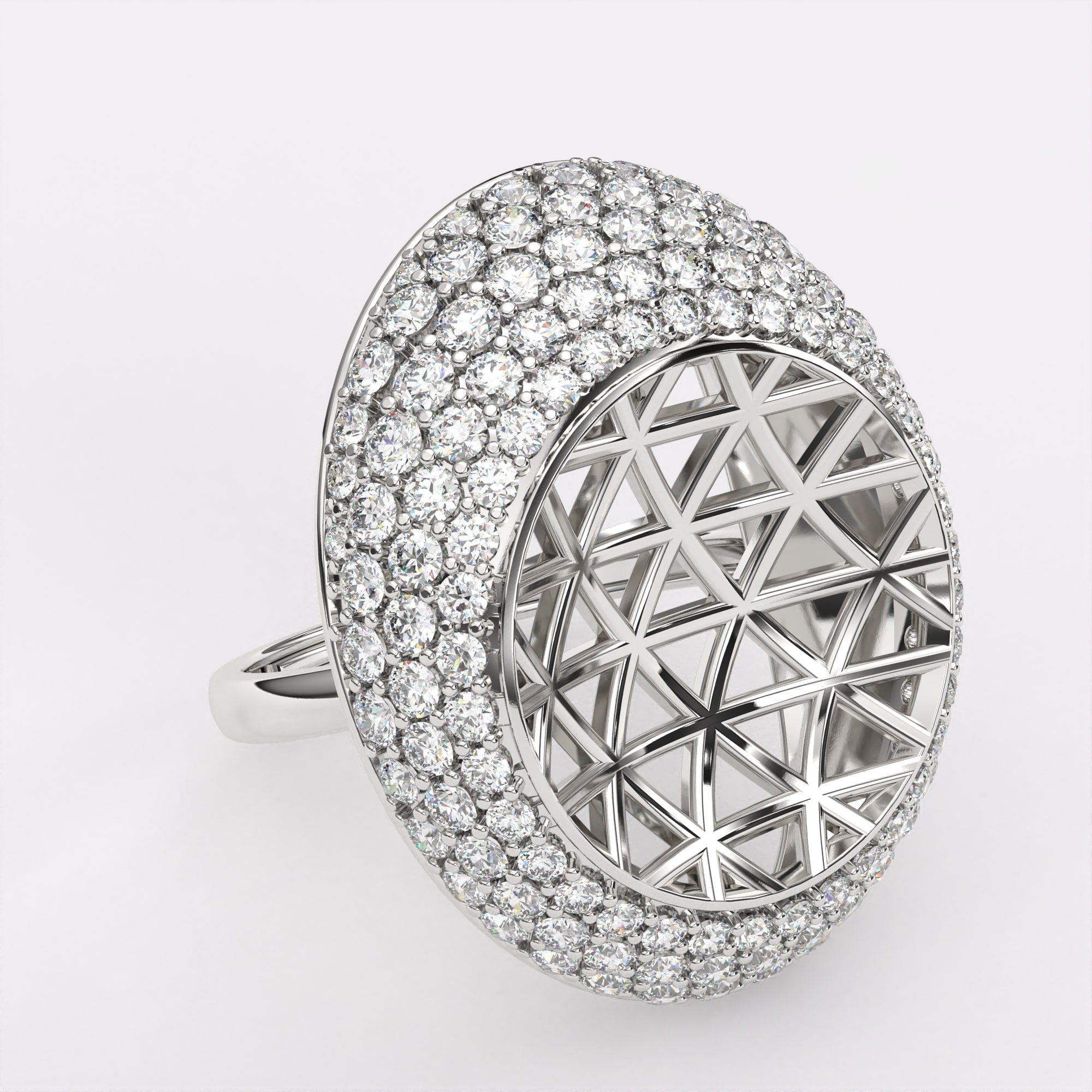 Half Dome Diamond Ring in 925 Silver