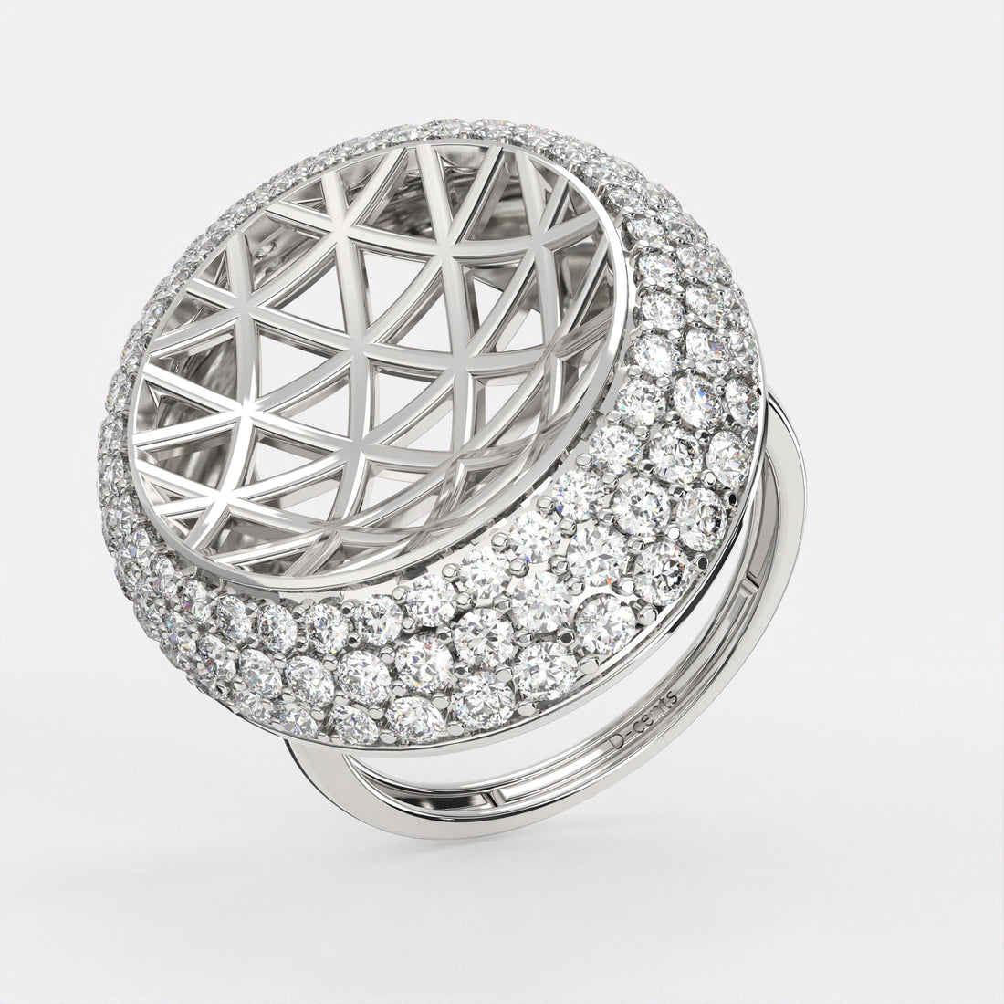 Half Dome Diamond Ring in 925 Silver