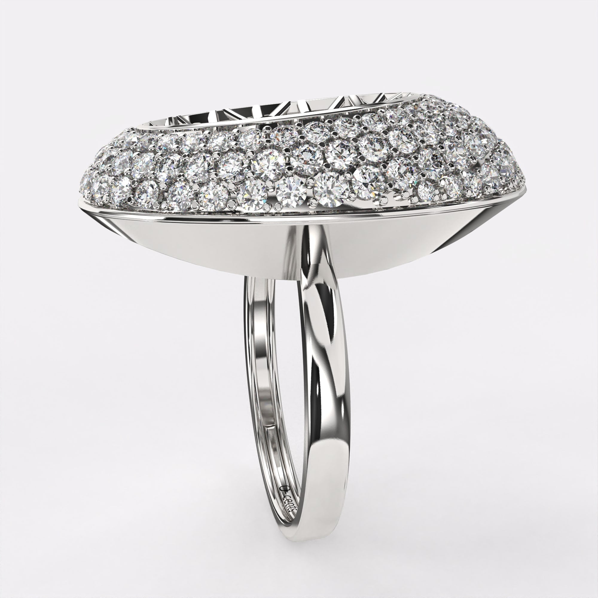 Half Dome Diamond Ring in 925 Silver
