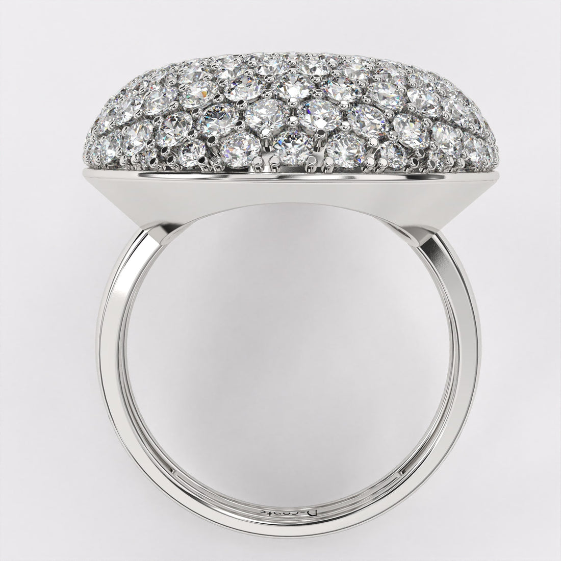 Half Dome Diamond Ring in 925 Silver