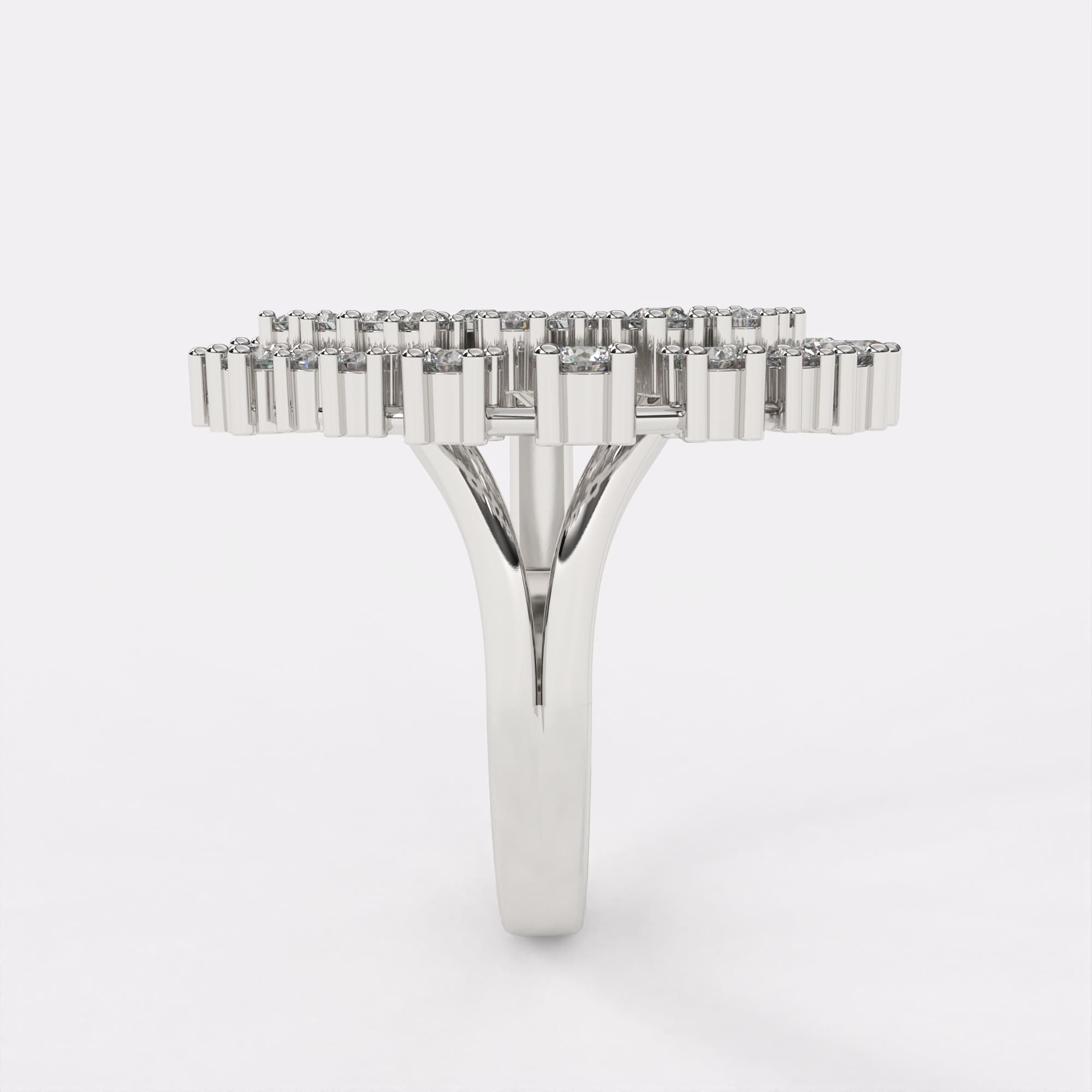 Half Moon Diamond Ring in 925 Silver