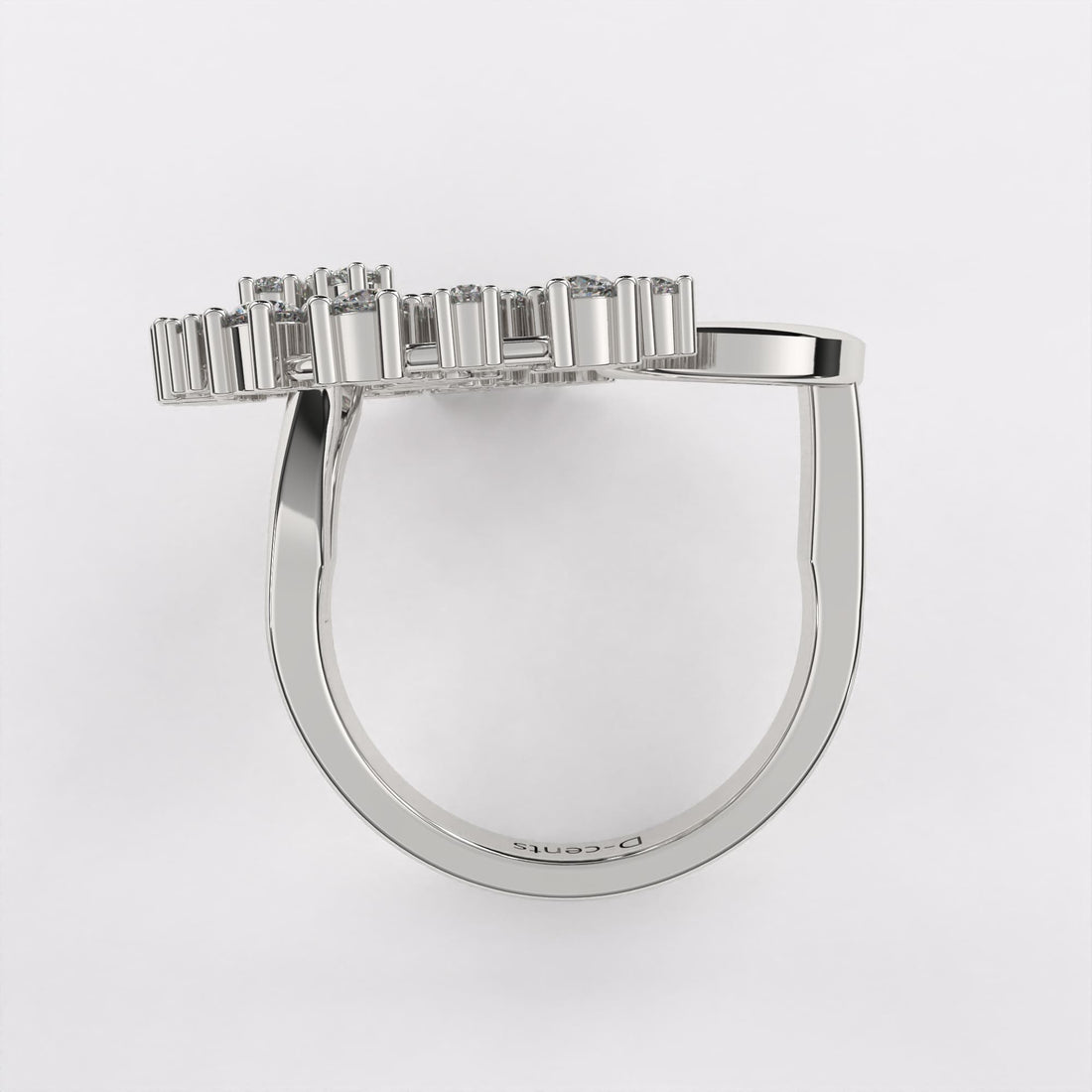 Half Moon Diamond Ring in 925 Silver