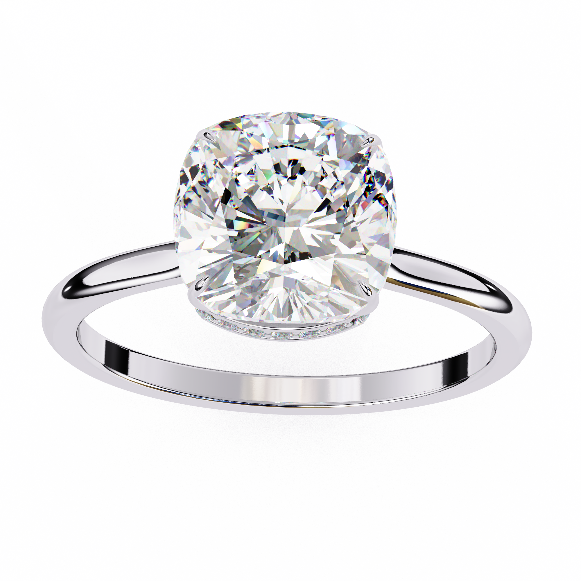 Halo Cushion Cut Lab Diamond Solitaire Ring9