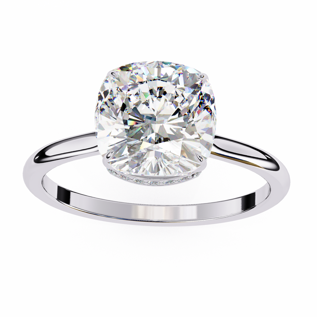 Halo Cushion Cut Lab Diamond Solitaire Ring9