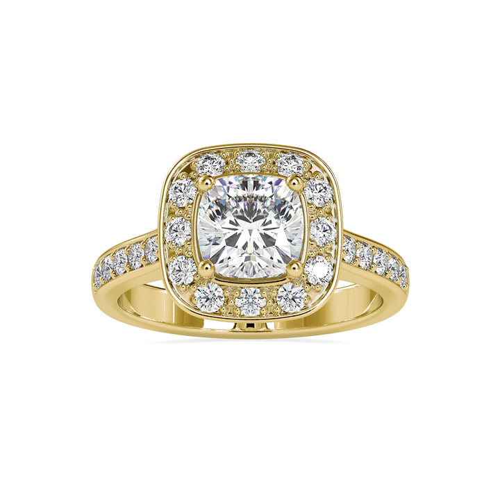 Halo Cushion Gold Diamond Ring