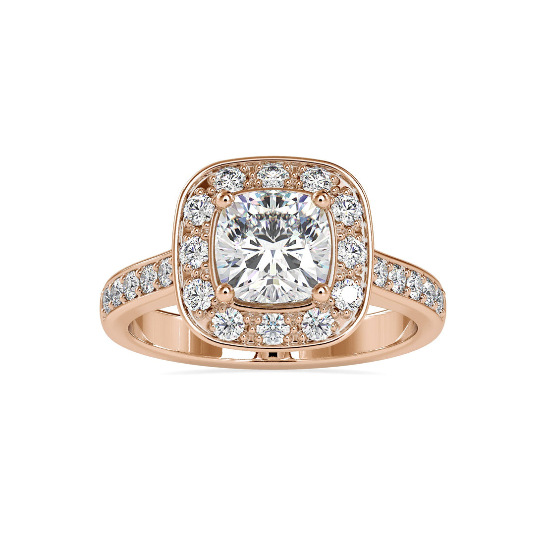 Halo Cushion Gold Diamond Ring 2