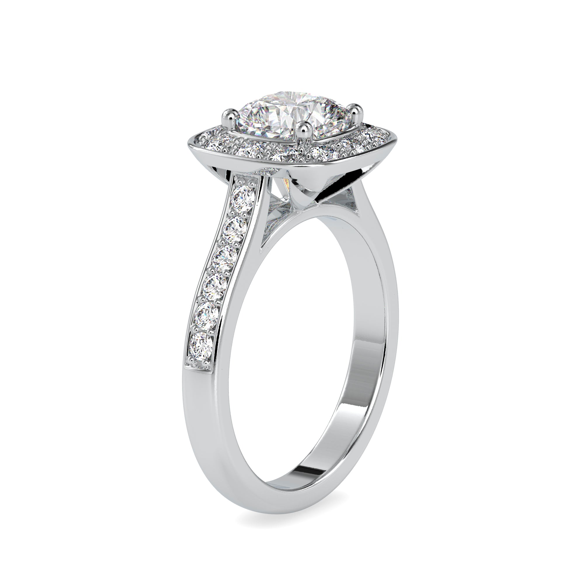 Halo Cushion Gold Diamond Ring 5