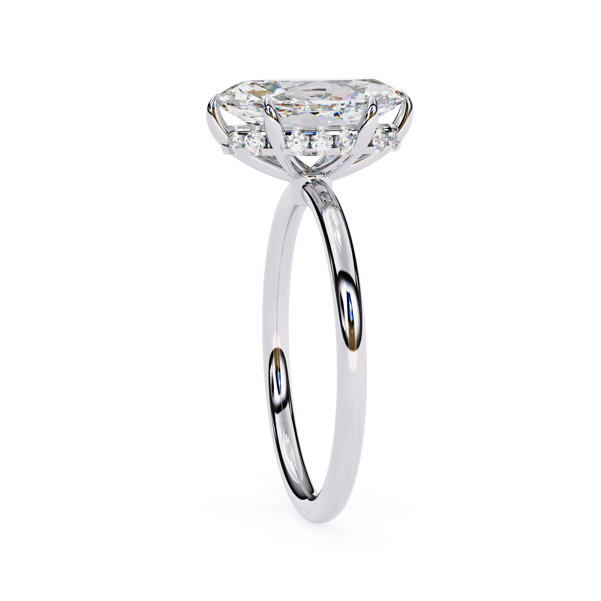 Halo Marquise Cut Lab Diamond Solitaire Ring13