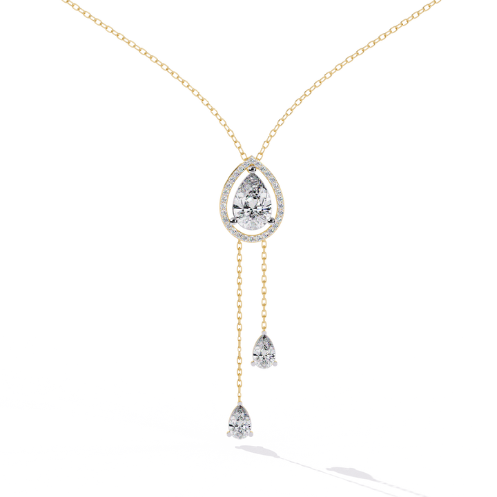 Halo Pear Cut Drop Pendant  – Lab Grown Diamonds