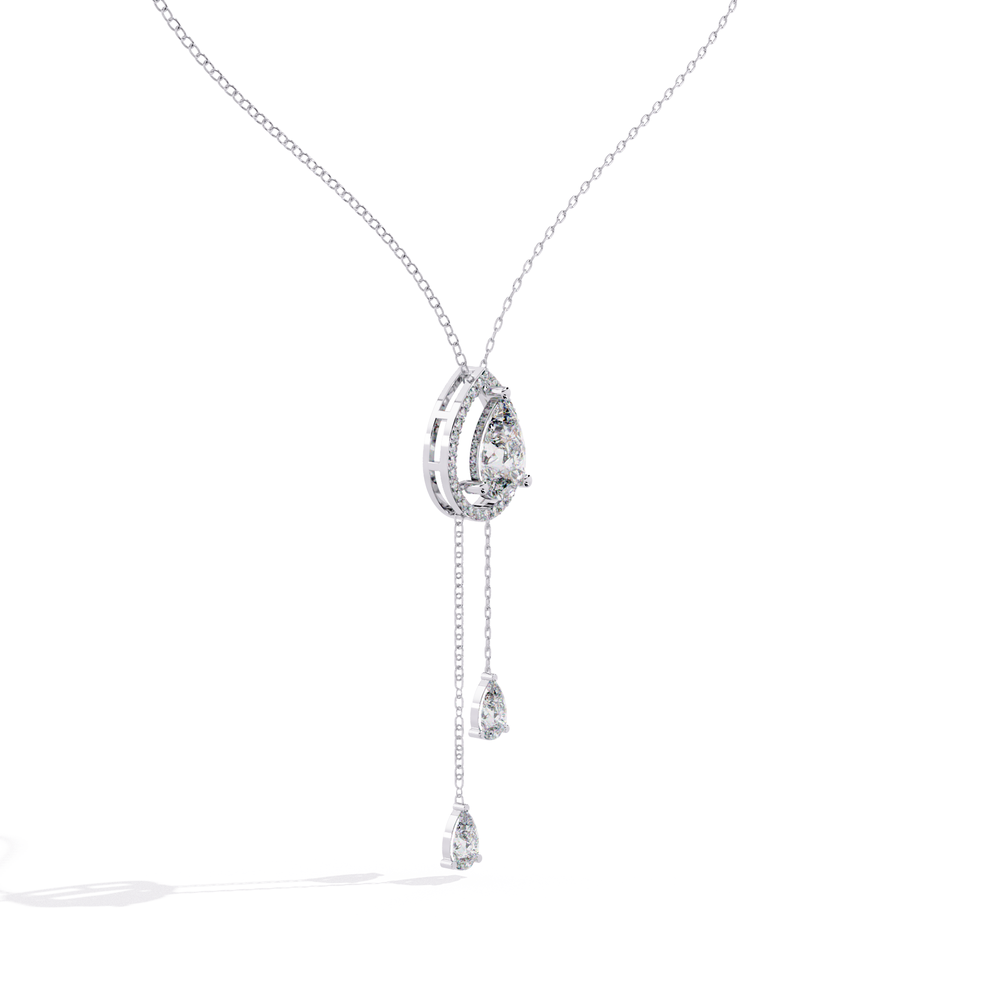 Halo Pear Cut Drop Pendant  – Lab Grown Diamonds
