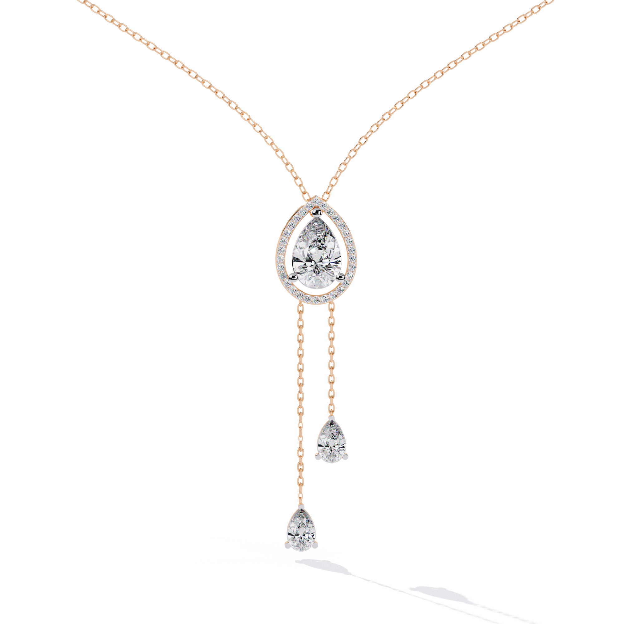 Halo Pear Cut Drop Pendant  – Lab Grown Diamonds