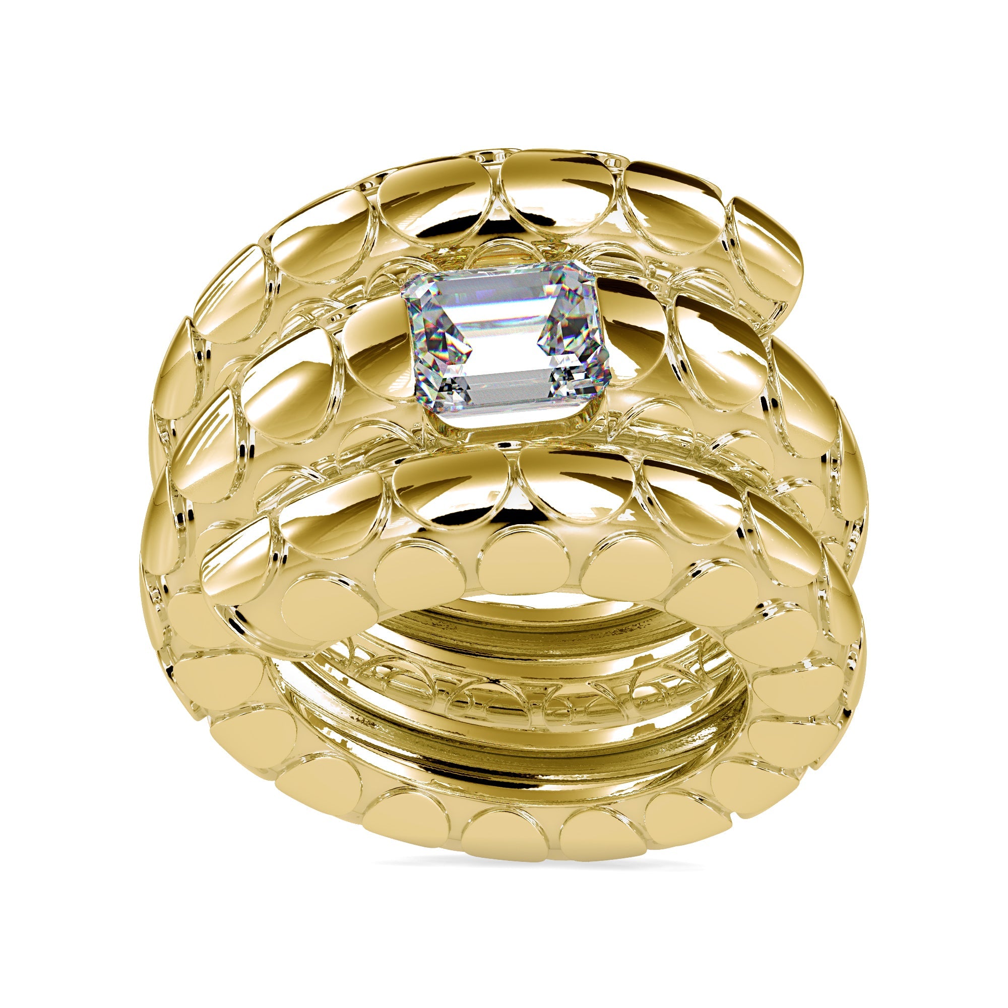 Handcrafted Rope Emerald Cut Ring