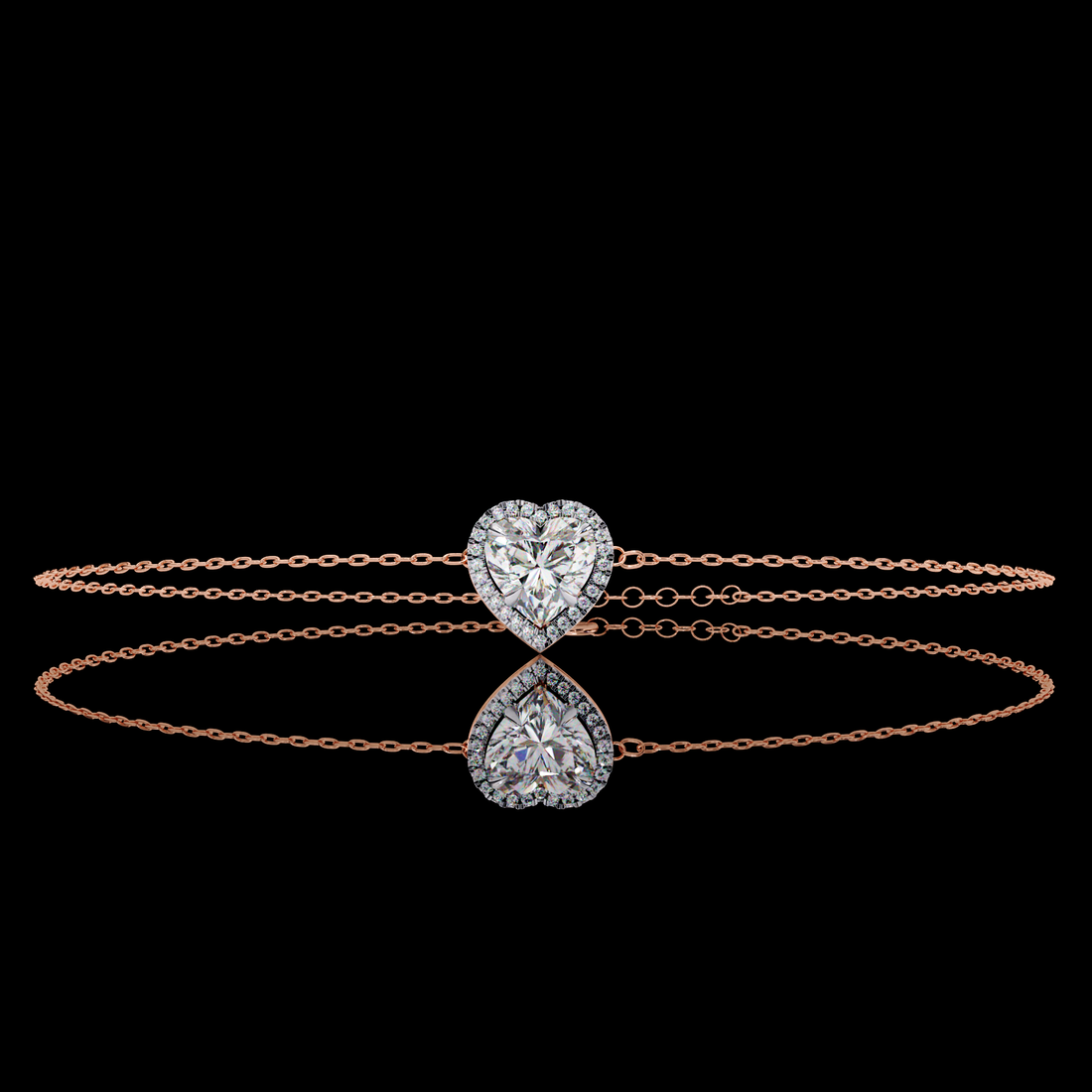Heart Halo Diamond Bracelet