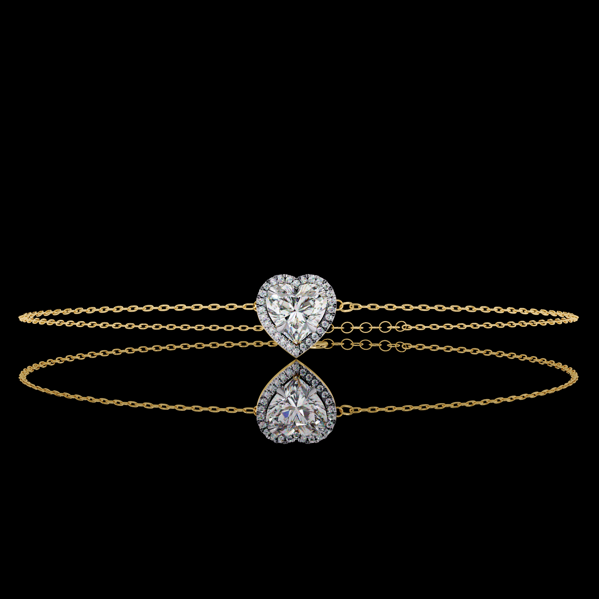 Heart Halo Diamond Bracelet