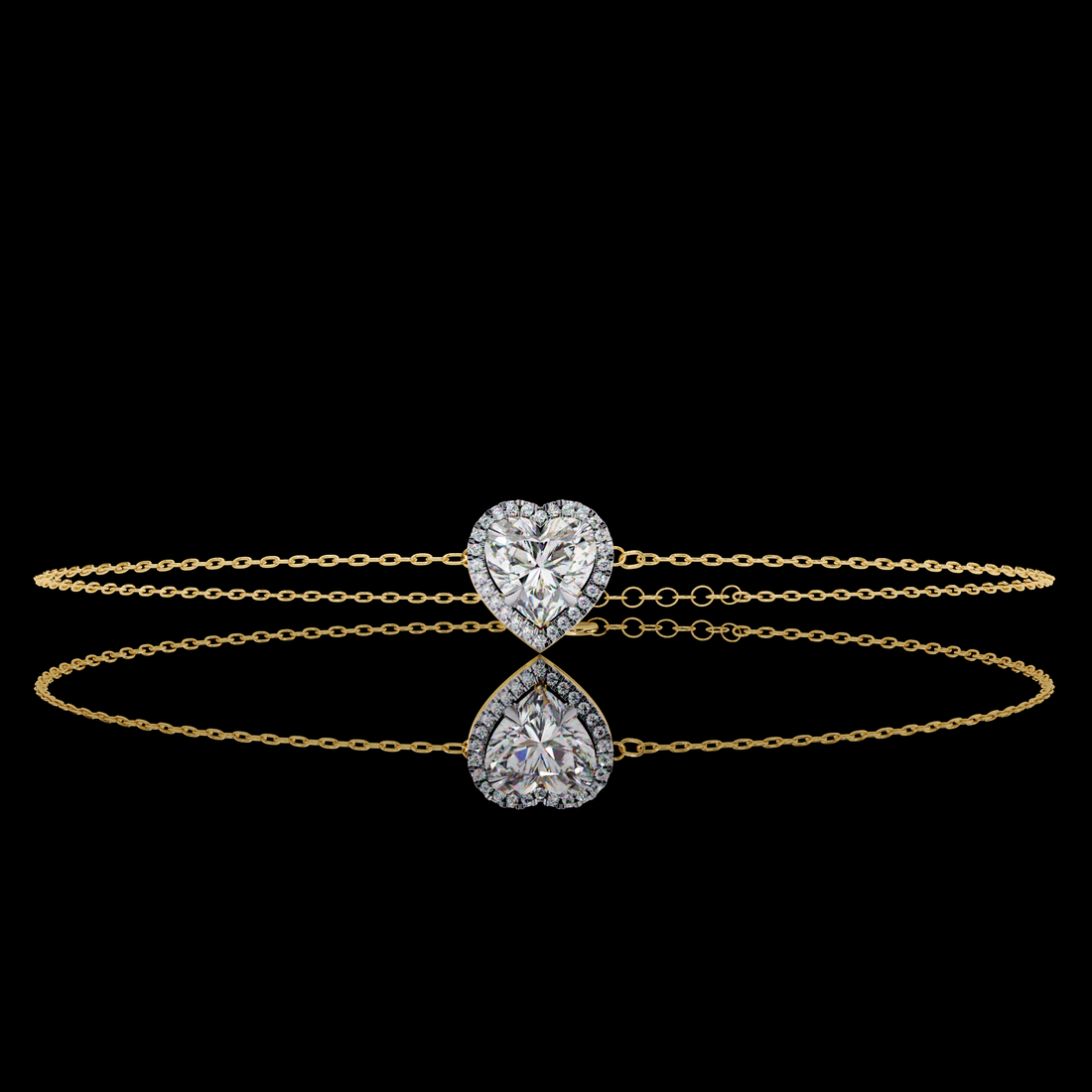 Heart Halo Diamond Bracelet